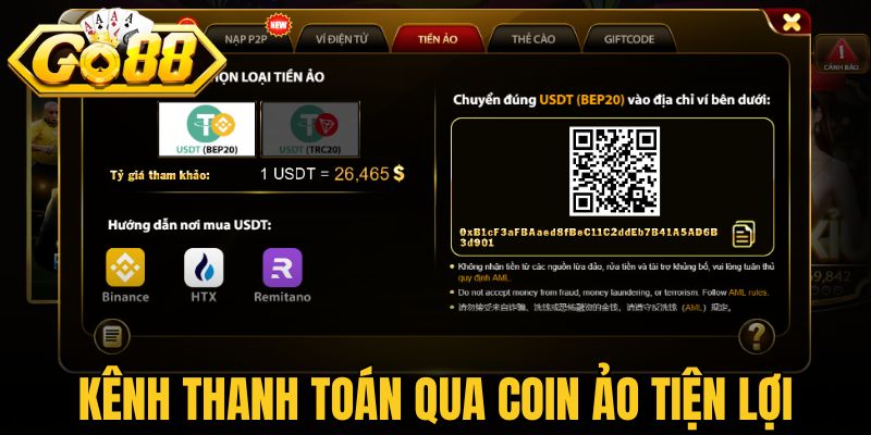 Kênh thanh toán qua coin ảo tiện lợi