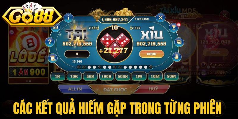 Tài Xỉu Go88 - Trải Nghiệm Phong Cách Giải Trí Hiện Đại 2 Các kết quả hiếm gặp trong từng phiên